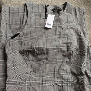 Banana Republic Grey & Pink Plaid Sheath Dress
